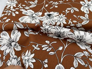 Poplin - cognacfarvet med fine blomstergrene